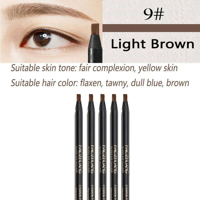 KIMLUD, 5PCS Haozhuang Waterproof Eyebrow Pencil Brown Cosmetic Pencil Natural Long-Lasting Tattoo Brush Makeup Set Beauty Wholesale, Light Brown, KIMLUD APPAREL - Womens Clothes