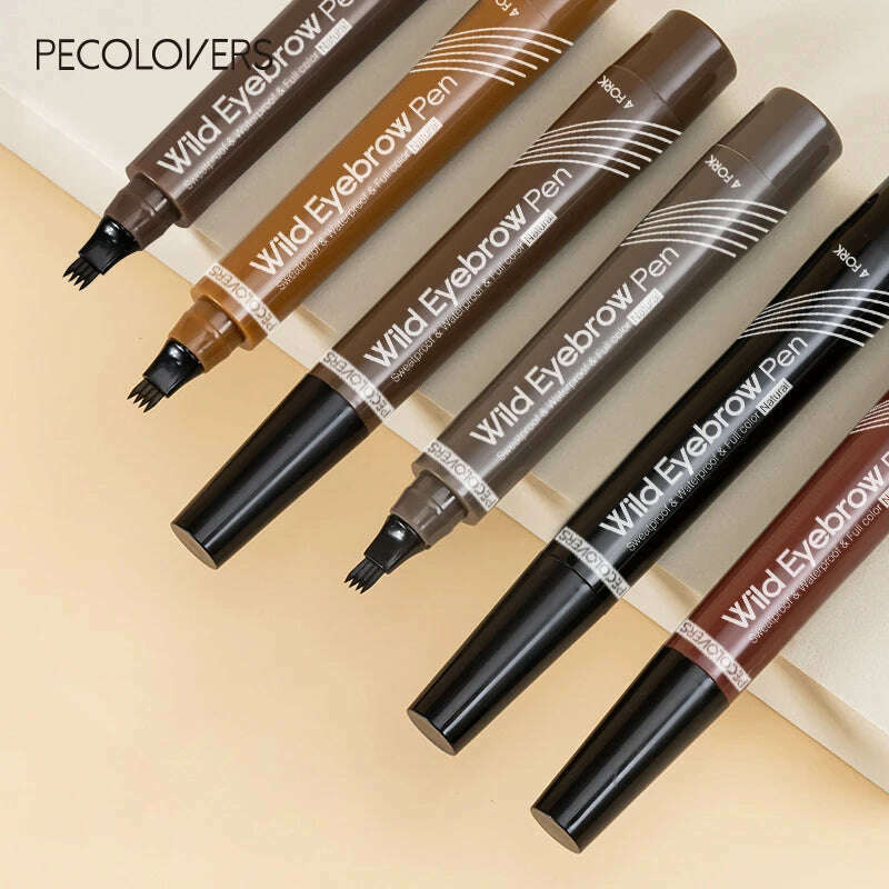 KIMLUD, 6 Colors Eyebrow Pen Waterproof Fork Tip Eyebrow Tattoo Pencil Long Lasting Professional Fine Sketch Liquid Eye Brow Pencil, KIMLUD Womens Clothes