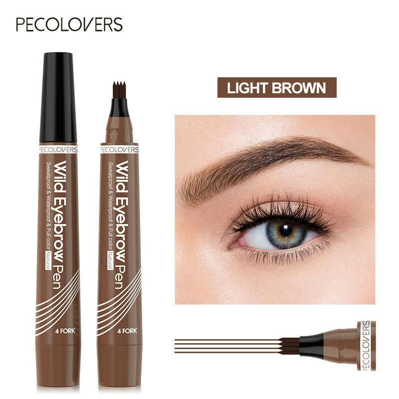 KIMLUD, 6 Colors Eyebrow Pen Waterproof Fork Tip Eyebrow Tattoo Pencil Long Lasting Professional Fine Sketch Liquid Eye Brow Pencil, Light brown, KIMLUD Womens Clothes