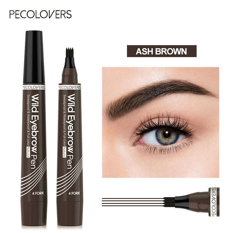 KIMLUD, 6 Colors Eyebrow Pen Waterproof Fork Tip Eyebrow Tattoo Pencil Long Lasting Professional Fine Sketch Liquid Eye Brow Pencil, Ash brown, KIMLUD Womens Clothes