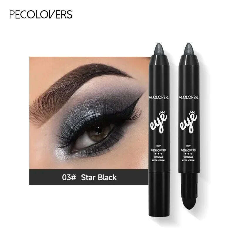 6 Colors Pearlescent Eyeshadow Eyeliner Pencil Glitter Matte Eye Shadow Makeup Pigment Silkworm Eyeshadow Pen - KIMLUD