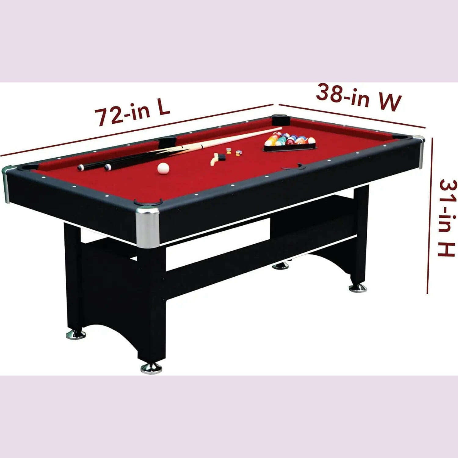 KIMLUD, 6-ft Pool Table with Table Tennis Top - Black with Red Felt, KIMLUD Womens Clothes