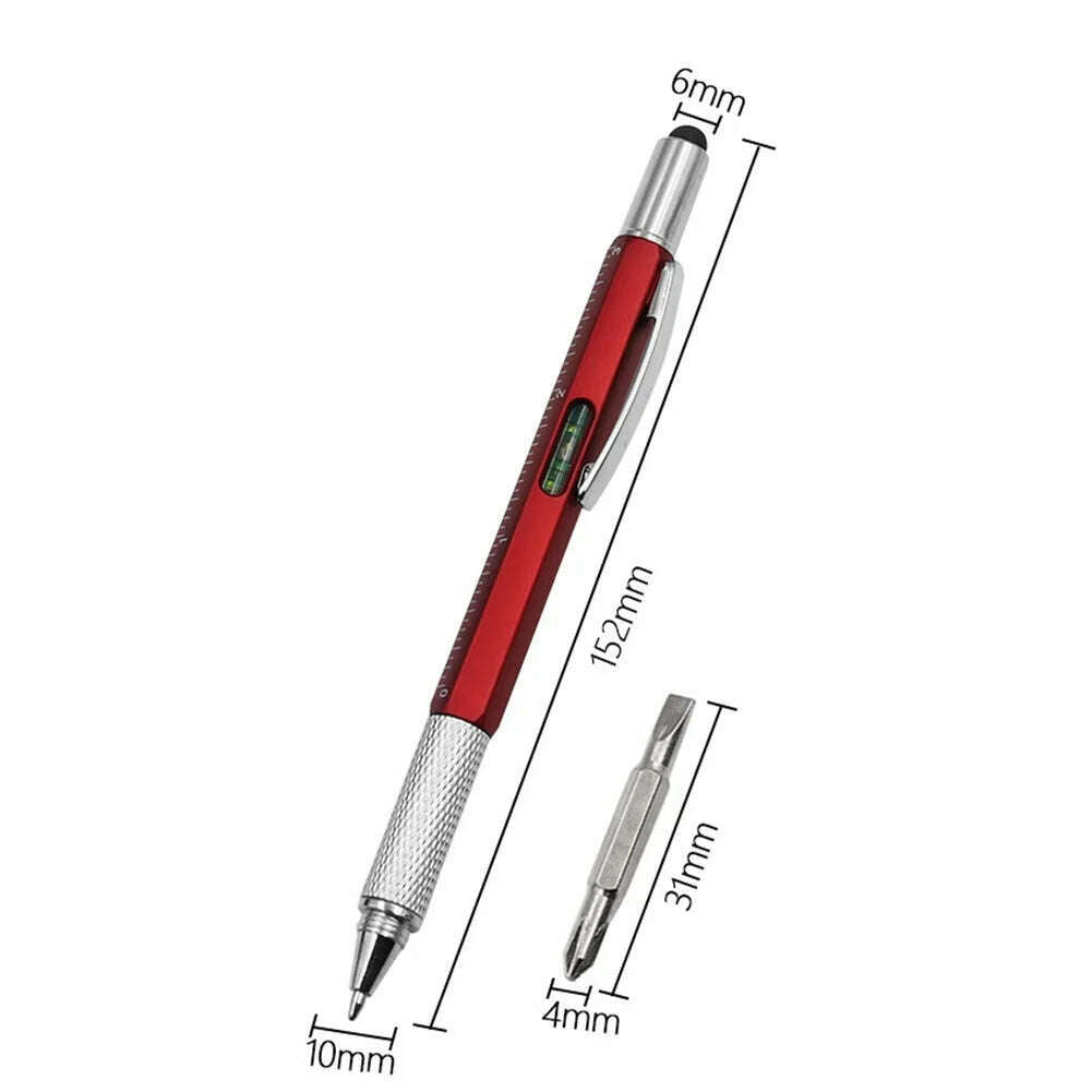 KIMLUD, 6 In1 Multi-Function Ballpoint Pen 1PC Modern Handheld Tool Measure Technical Ruler Screwdriver Touch Screen Stylus Spirit Level, KIMLUD Womens Clothes