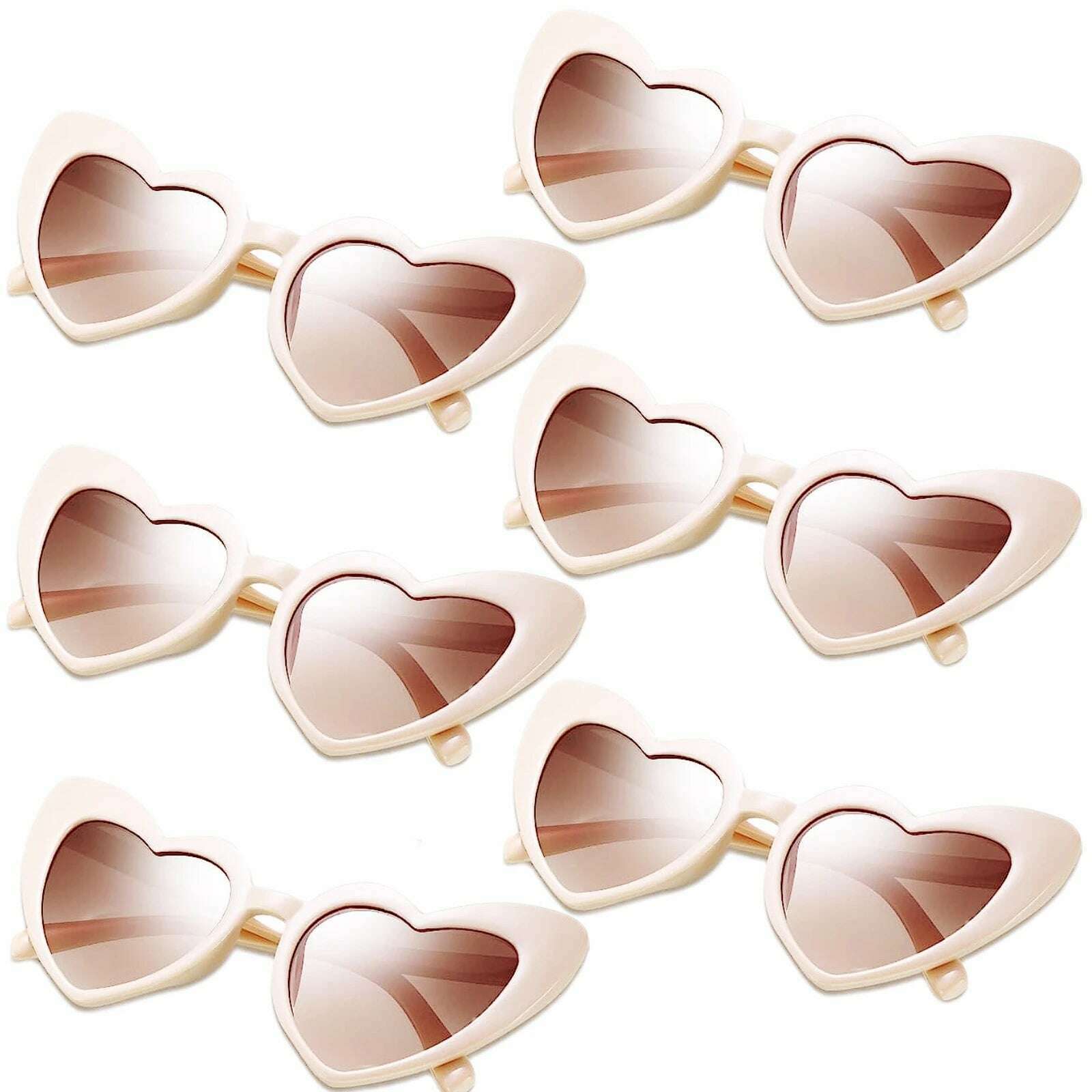 KIMLUD, 60-12Pcs Heart Shaped Glasses Bachelorette Hen Party Sunglasses Team Bride To Be Bridesmaid Gift Beach Pool Bridal Wedding Decor, Beige / 12 Pcs / CHINA, KIMLUD APPAREL - Womens Clothes