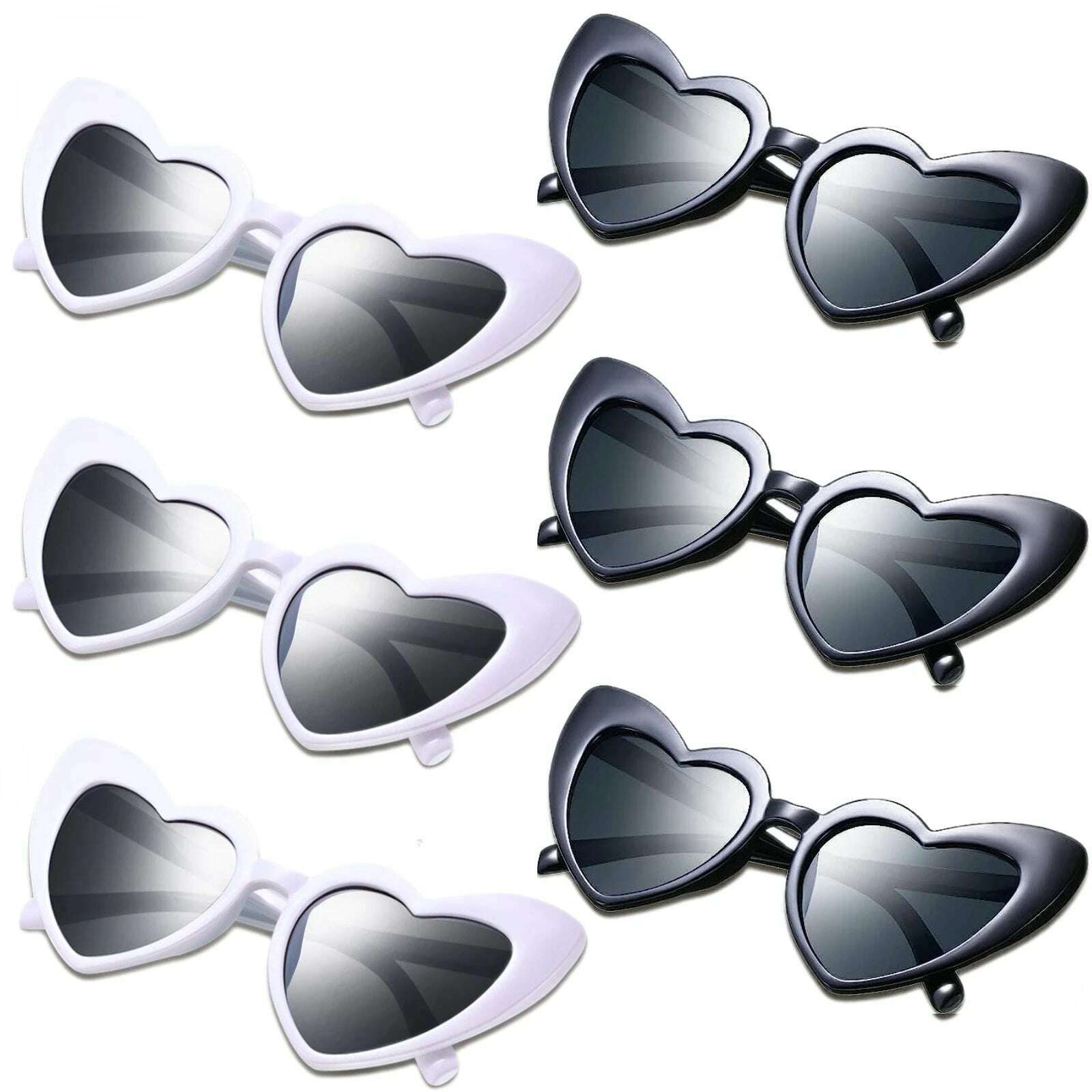 KIMLUD, 60-12Pcs Heart Shaped Glasses Bachelorette Hen Party Sunglasses Team Bride To Be Bridesmaid Gift Beach Pool Bridal Wedding Decor, White Black / 60 Pcs / CHINA, KIMLUD APPAREL - Womens Clothes