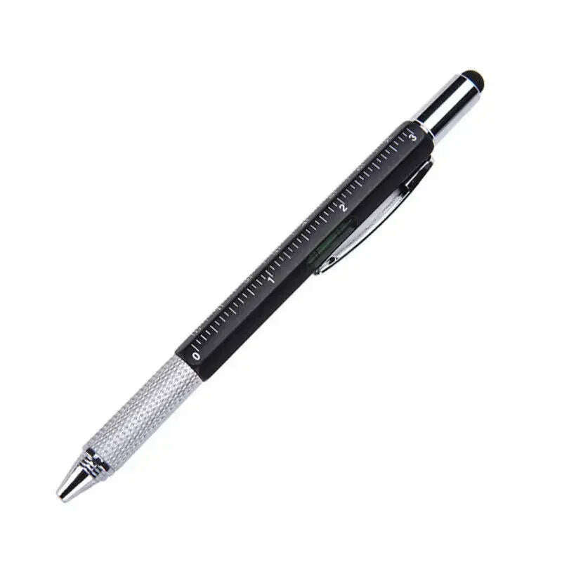 KIMLUD, 7-in-1 Multifunctional Screen Touch Ballpoint Pen Capacitive Pen with Screwdriver Scale Level Pens Gadgets Construction Tools, Black, KIMLUD Womens Clothes