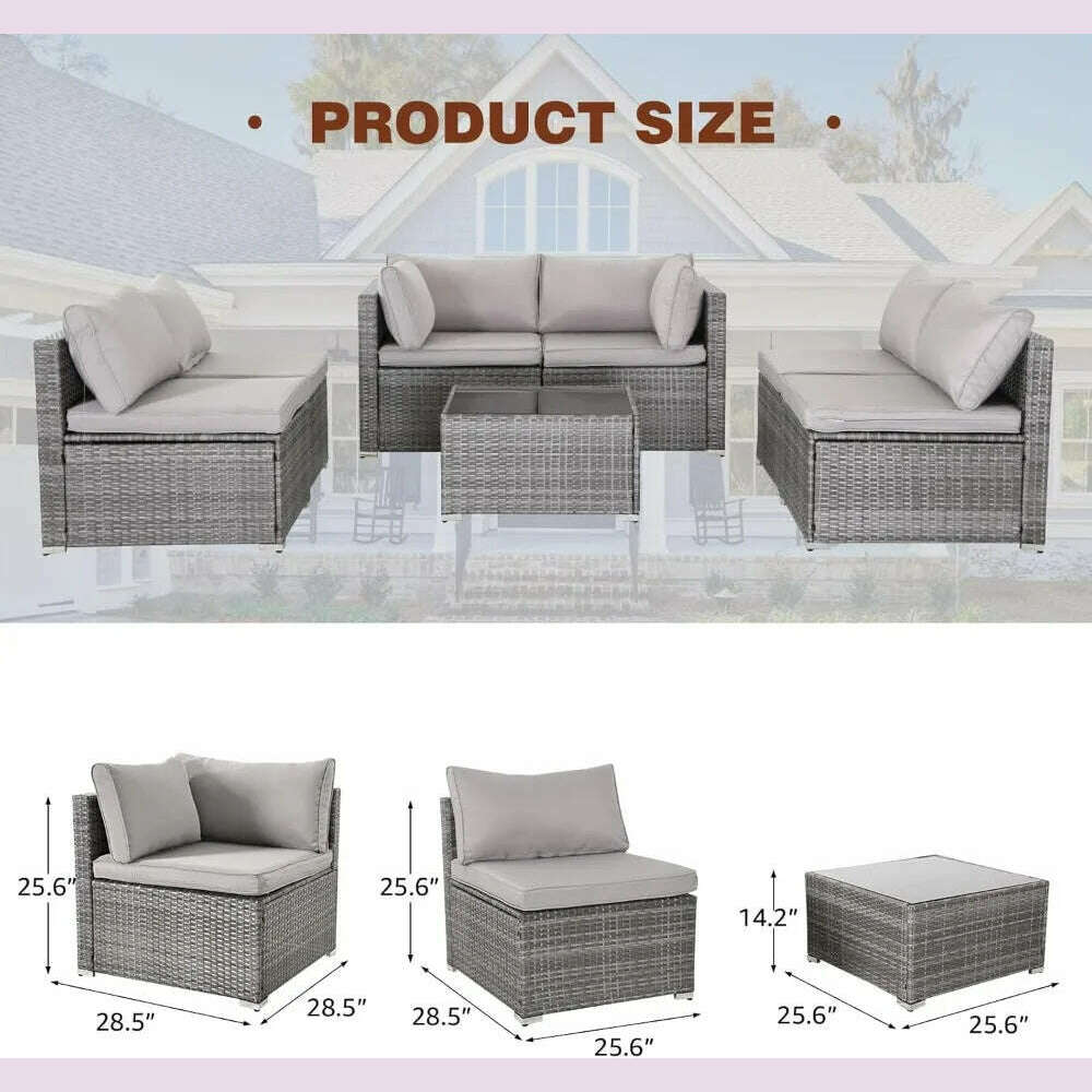 KIMLUD, 7-piece courtyard furniture set, modular wicker outdoor segmented sofa, PE wicker outdoor setL  W   H  28.5*25.6*25.6 inch, KIMLUD Womens Clothes