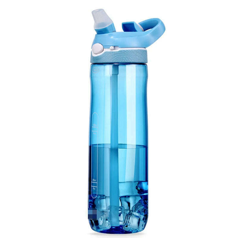 KIMLUD, 750ml Sports Water Bottle with straw For Camping Hiking Outdoor Plastic Transparent BPA Free Bottle For Men Drinkware, Blue, KIMLUD Womens Clothes