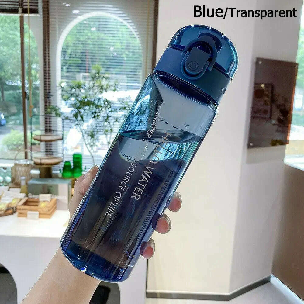 KIMLUD, 780ml Sports Water Bottle Drinking Cup Portable Gym Travel Plastic Clear Leakproof Drinking Bottle Transparent / Frosted Bottle, blue-Transparent, KIMLUD Womens Clothes