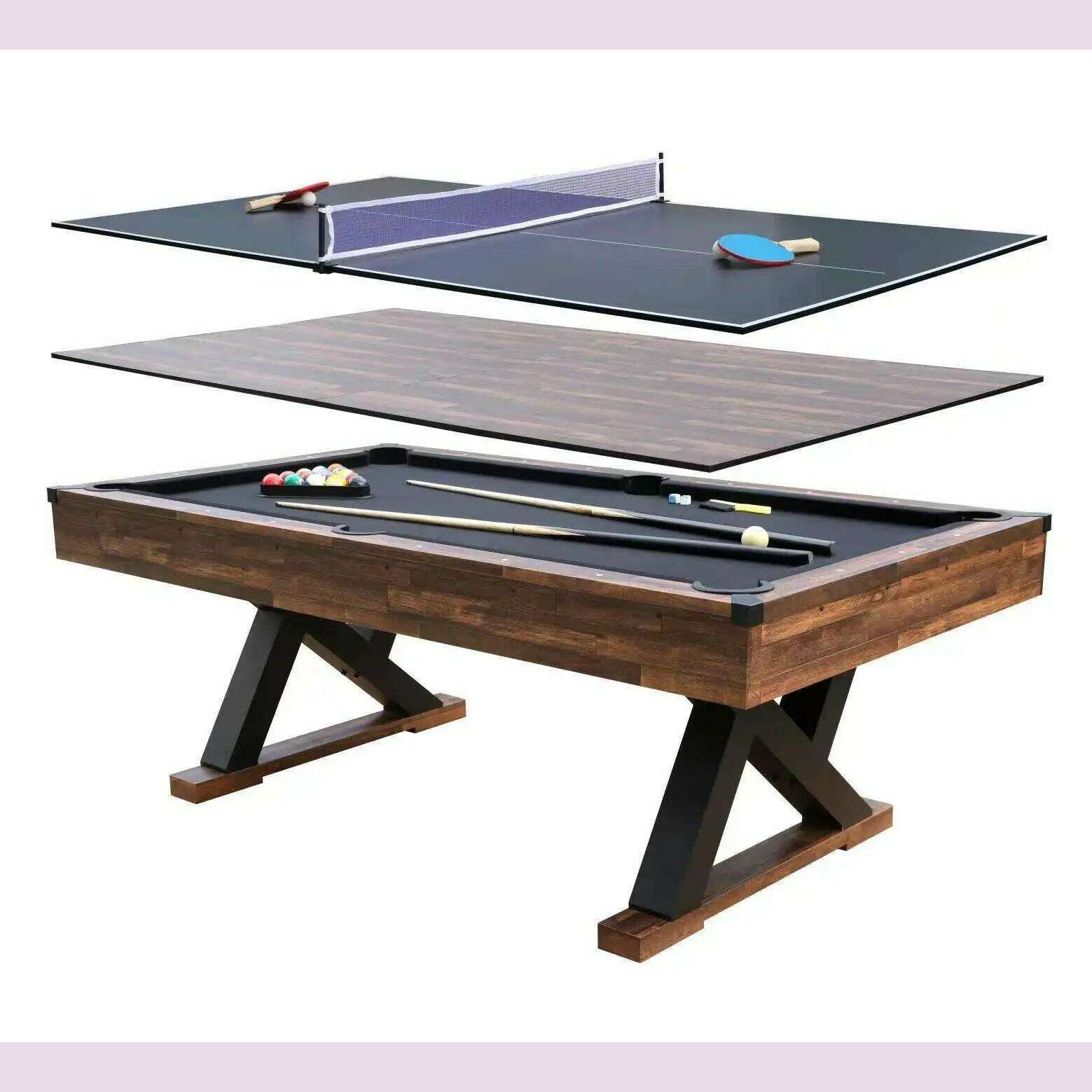 7ft 3 In 1 Combo Multi Function Game Ping Pong Table dining Table Pool Table - KIMLUD