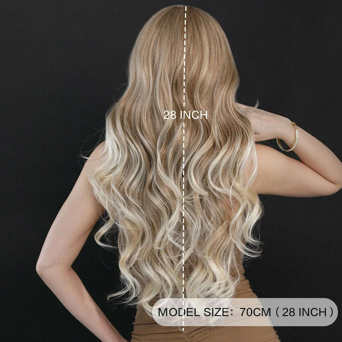 KIMLUD, 7JHH WIGS 13*4 Lace Front Wig Long Loose Wavy Blonde Wig for Women Synthetic Light Brown Lace Side Bangs Wigs Natural Looking, KIMLUD Womens Clothes