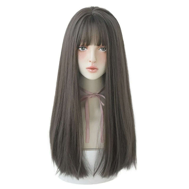 KIMLUD, 7JHHWIGS Long Straight Synthetic Light Brown Wigs With Bang For Women Heat-Resistant Daily Use Hair Hot Sell Wholesale Wigs, C8268-2, KIMLUD APPAREL - Womens Clothes