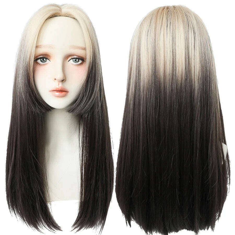 7JHHWIGS Long Straight Synthetic Light Brown Wigs With Bang For Women Heat-Resistant Daily Use Hair Hot Sell Wholesale Wigs - KIMLUD