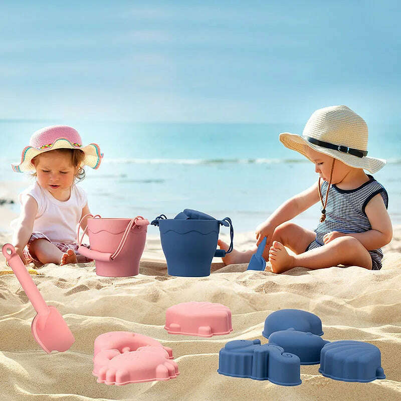 KIMLUD, 8pcs/Set Beach Toys  Eco-Friendly, BPA-Free, Food-Grade Silicone - Fun Summer Outdoor Toys for Kids with Bucket & 4 Color Sand, KIMLUD Womens Clothes