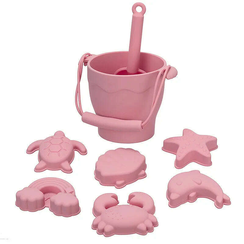 KIMLUD, 8pcs/Set Beach Toys  Eco-Friendly, BPA-Free, Food-Grade Silicone - Fun Summer Outdoor Toys for Kids with Bucket & 4 Color Sand, CED0002-D, KIMLUD Womens Clothes