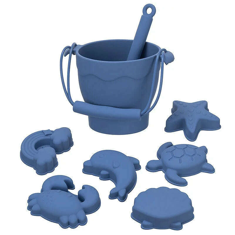 KIMLUD, 8pcs/Set Beach Toys  Eco-Friendly, BPA-Free, Food-Grade Silicone - Fun Summer Outdoor Toys for Kids with Bucket & 4 Color Sand, CED0002-C, KIMLUD Womens Clothes