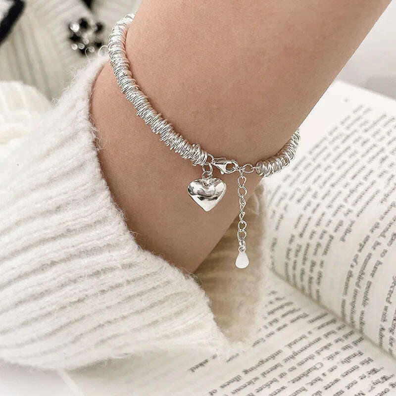 925 Sterling Silver Bracelet Good Luck Ball Words Punk Heart Strawberry For Woman Girl Fashion Jewelry Gift Dropship Wholesale - KIMLUD