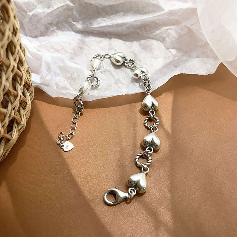 925 Sterling Silver Bracelet Good Luck Ball Words Punk Heart Strawberry For Woman Girl Fashion Jewelry Gift Dropship Wholesale - KIMLUD