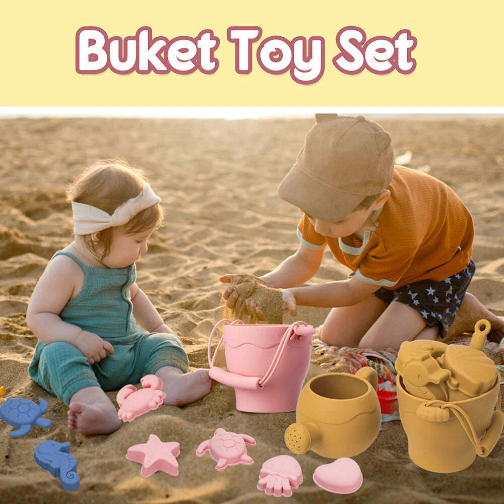 KIMLUD, 9PCS/8PCS Summer Beach Set Toys For Kids Digging Sand Plastic Bucket Watering Bottle Shovels Children Beach Water Game Toys Tool, KIMLUD Womens Clothes