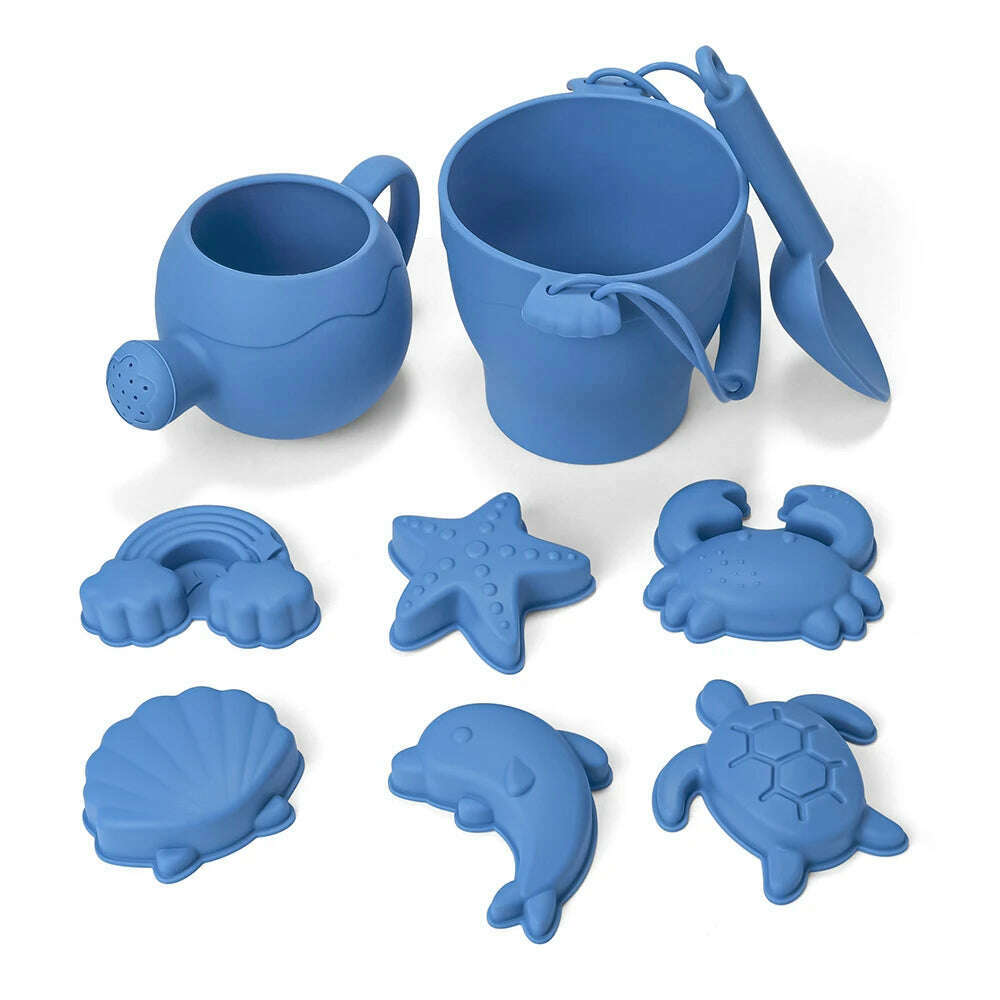 KIMLUD, 9PCS/8PCS Summer Beach Set Toys For Kids Digging Sand Plastic Bucket Watering Bottle Shovels Children Beach Water Game Toys Tool, blue A, KIMLUD Womens Clothes