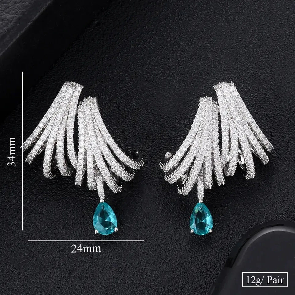 JitDoo Luxury DOUBLE CLAWS STUD Earrings for Women Wedding Trendy Cubic Zircon Indian Party Jewelry GIFT