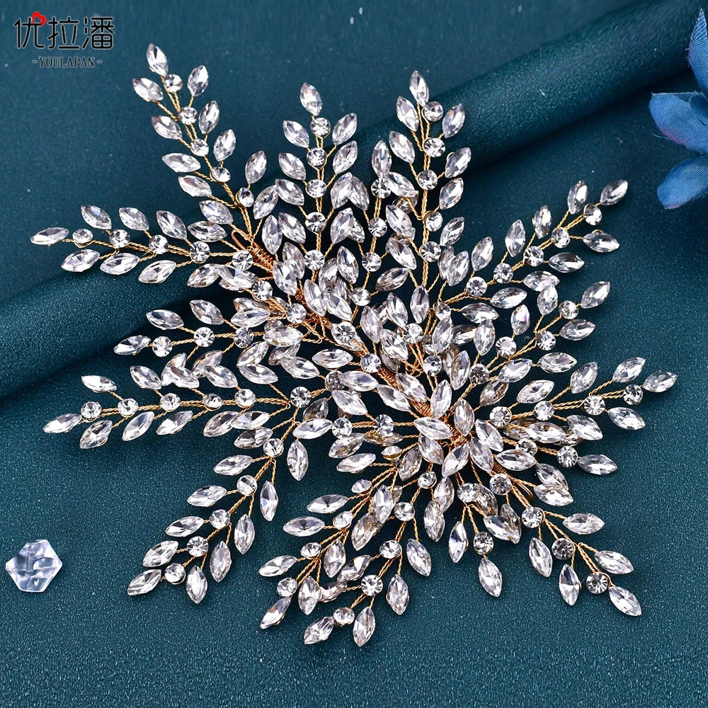 YouLaPan Bling Rhinestone Headband Wedding Bridesmaid Headwear Women Fashion Hair Accessories Handmade Bride Tiara HP438 - KIMLUD