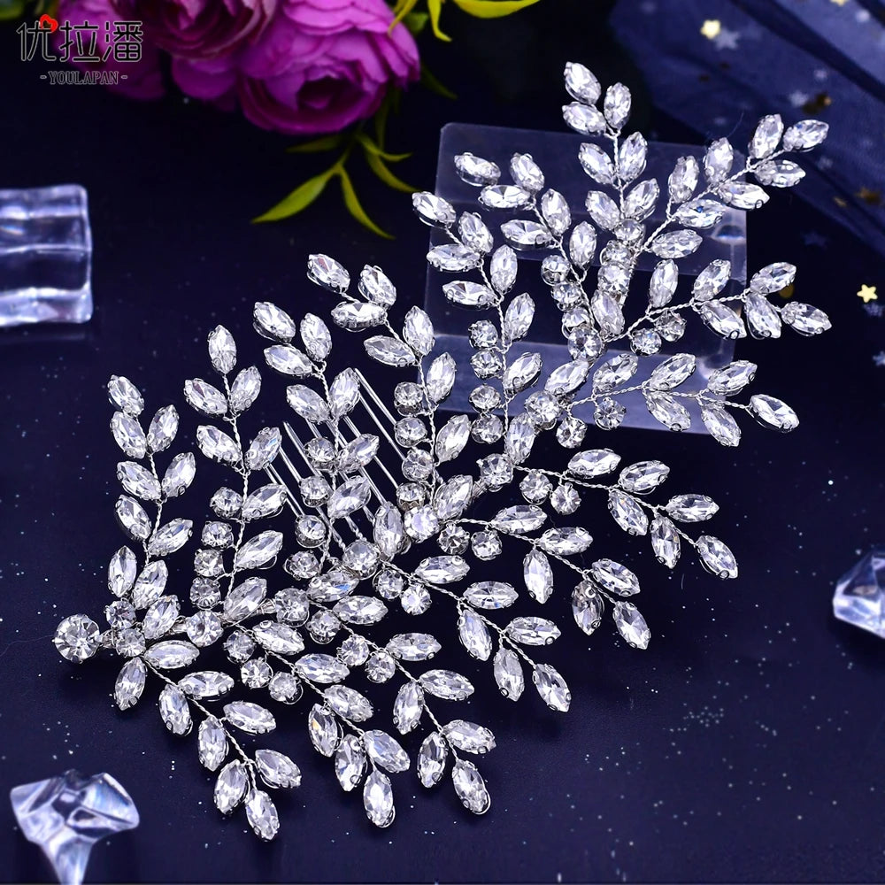 YouLaPan Bling Rhinestone Headband Wedding Bridesmaid Headwear Women Fashion Hair Accessories Handmade Bride Tiara HP438 - KIMLUD