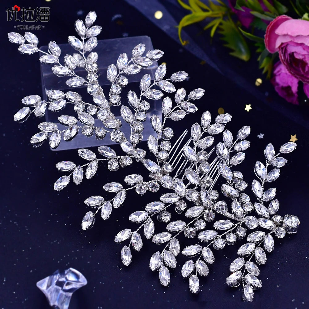 YouLaPan Bling Rhinestone Headband Wedding Bridesmaid Headwear Women Fashion Hair Accessories Handmade Bride Tiara HP438 - KIMLUD