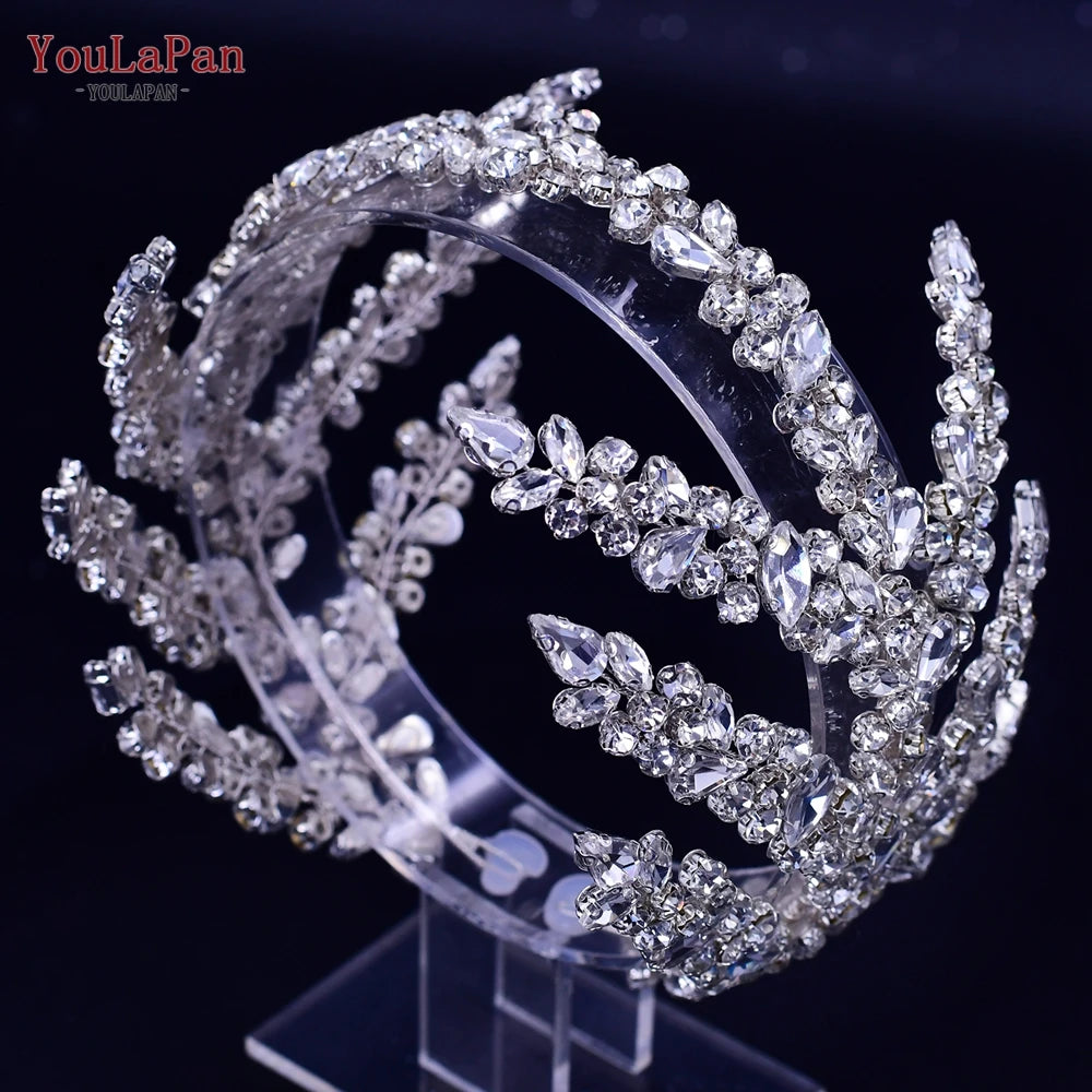 YouLaPan HP282 Wedding Headband Alloy Flower Leaf Hair Tiara Rhinestone Headpiece Bridal Headwear Hair Accessories Head Jewelry