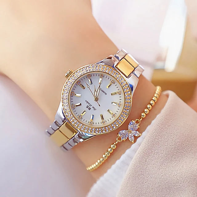 KIMLUD, 2022 Ladies Wrist Watches Dress Gold Watch Women Crystal Diamond Watches Stainless Steel Silver Clock Women Montre Femme 2021, gold silver bracelet, KIMLUD APPAREL - Womens Clothes