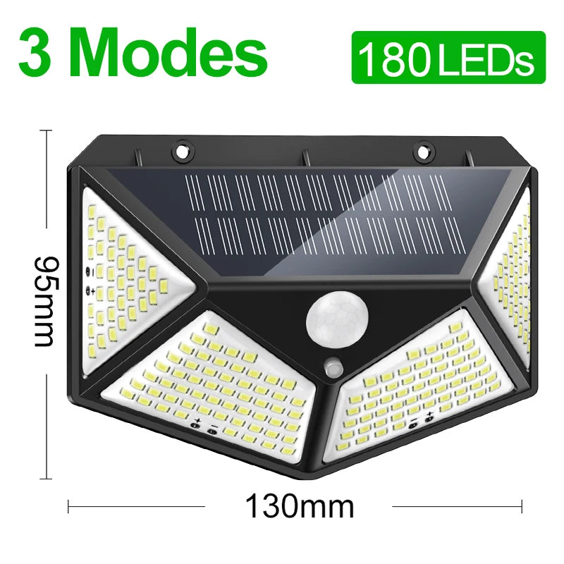 180 100 LED Solar Light Outdoor Solar Lamp with Motion Sensor LED Garden Light Waterproof Solar Power Spotlight Street Sunlight