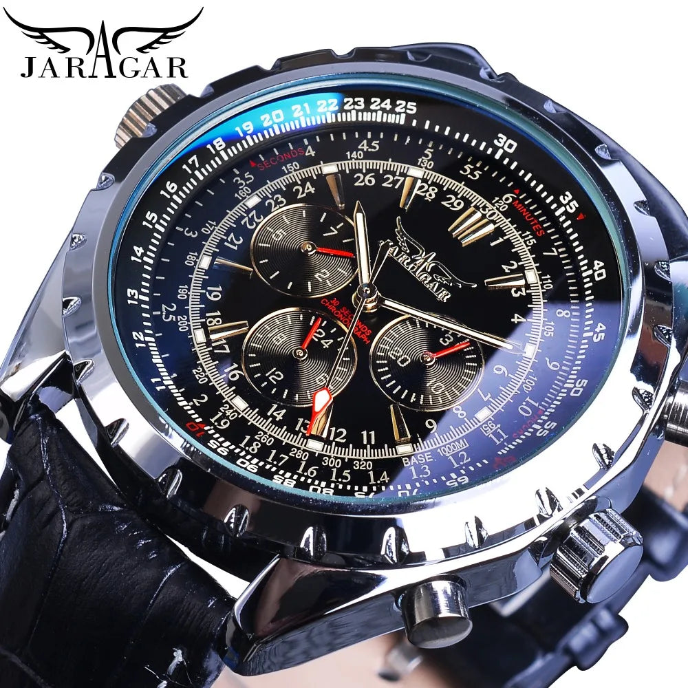 2020 Jaragar Top Brand Luxury Mechanical Male Watches Blue Glass Aviator Series Military True Men's Sport Automatic Wrist Watch - KIMLUD