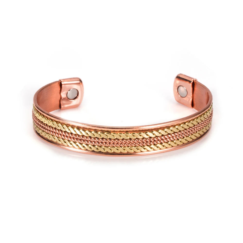 KIMLUD, Twisted Pure Copper Bracelet Adjustable 11mm Wide Therapy Arthritis Energy Bracelet Benefits Cuff Copper Bracelets for Women, KIMLUD Womens Clothes