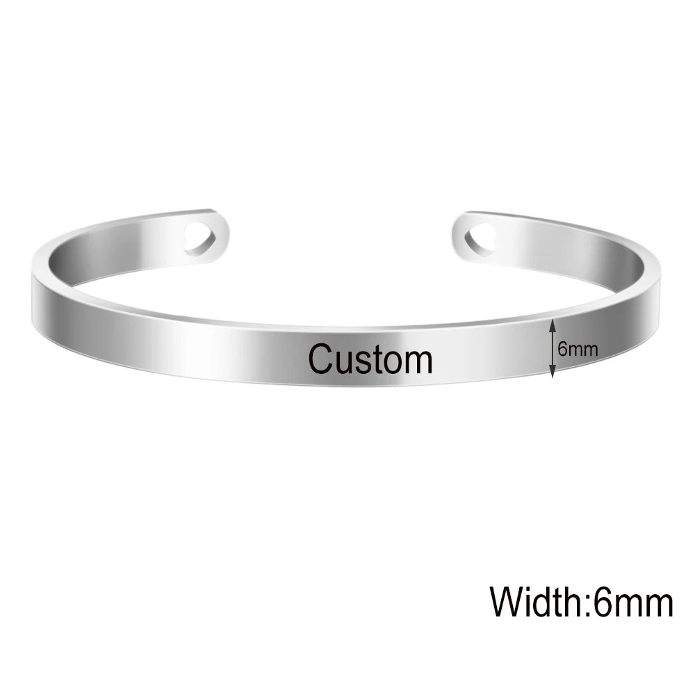 KIMLUD, Three Colors Customized 6MM Bangle Personalize French Rocker Johnny Hallyday Memorial Stainless Steel Bracelets & Bangles SL-068, KIMLUD Womens Clothes