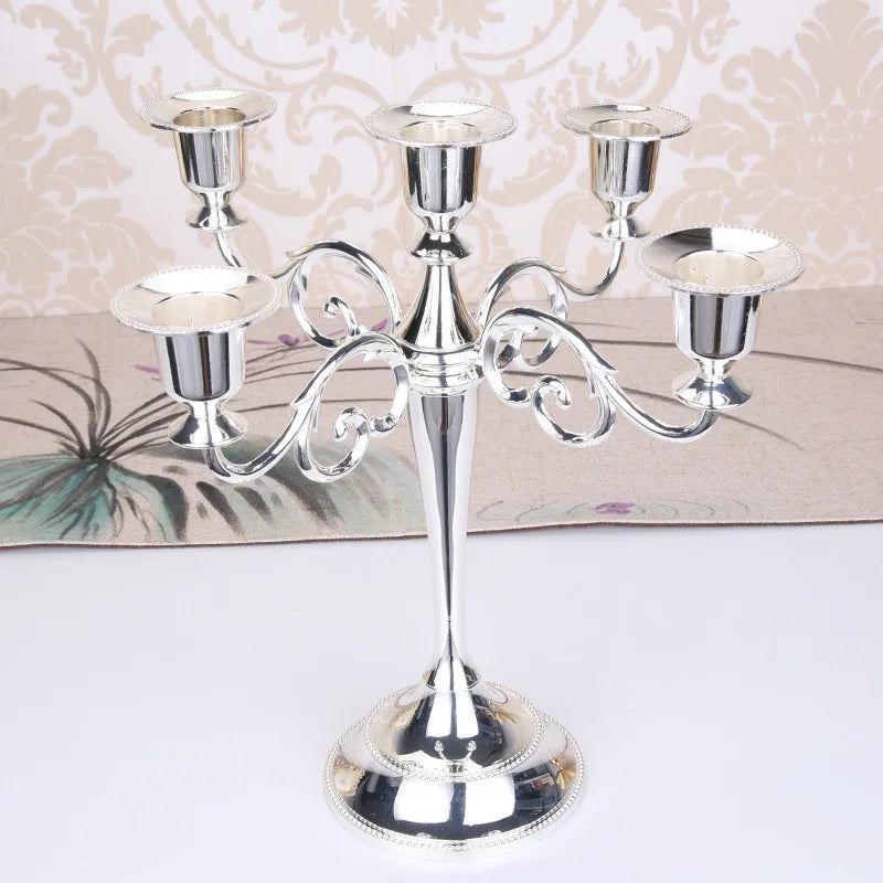 KIMLUD, Silver Gold Black Bronze Metal Candle Holder Retro 5 Arms Candle Holder Dinner Hotel Home Decor Romantic Retro Candlestick, KIMLUD Womens Clothes