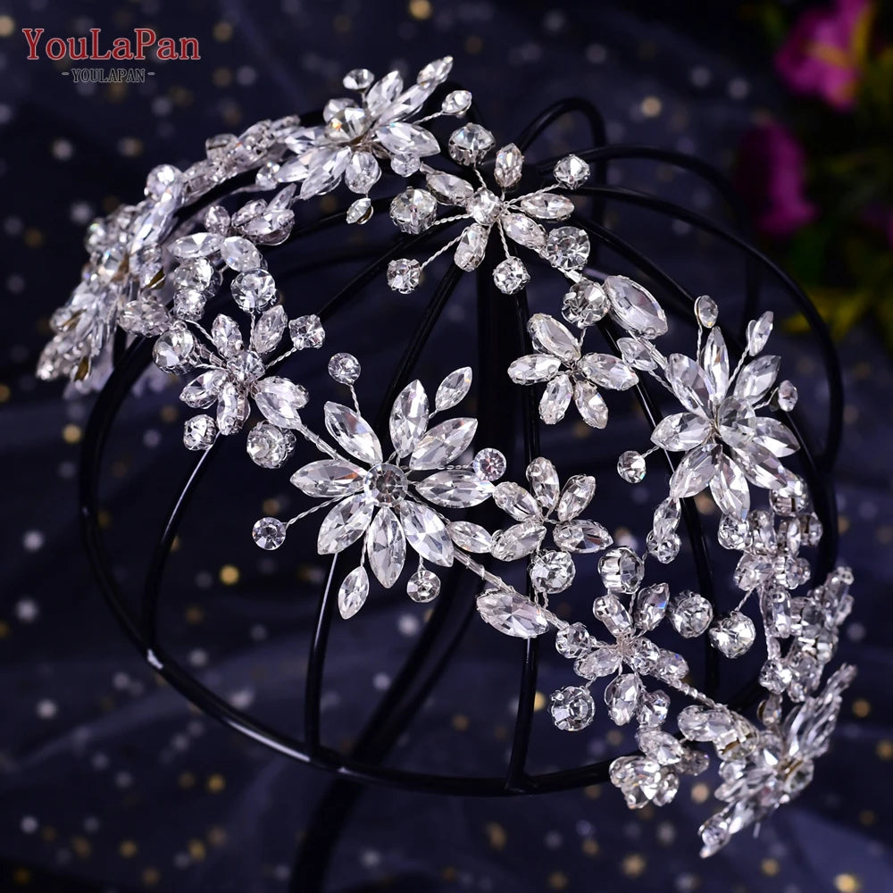 TOPQUEEN HP304 Bridal Crowns and Tiaras Woman Headgear Rhinestone Hairbands Wedding Accessories Bride Headband Headdresses