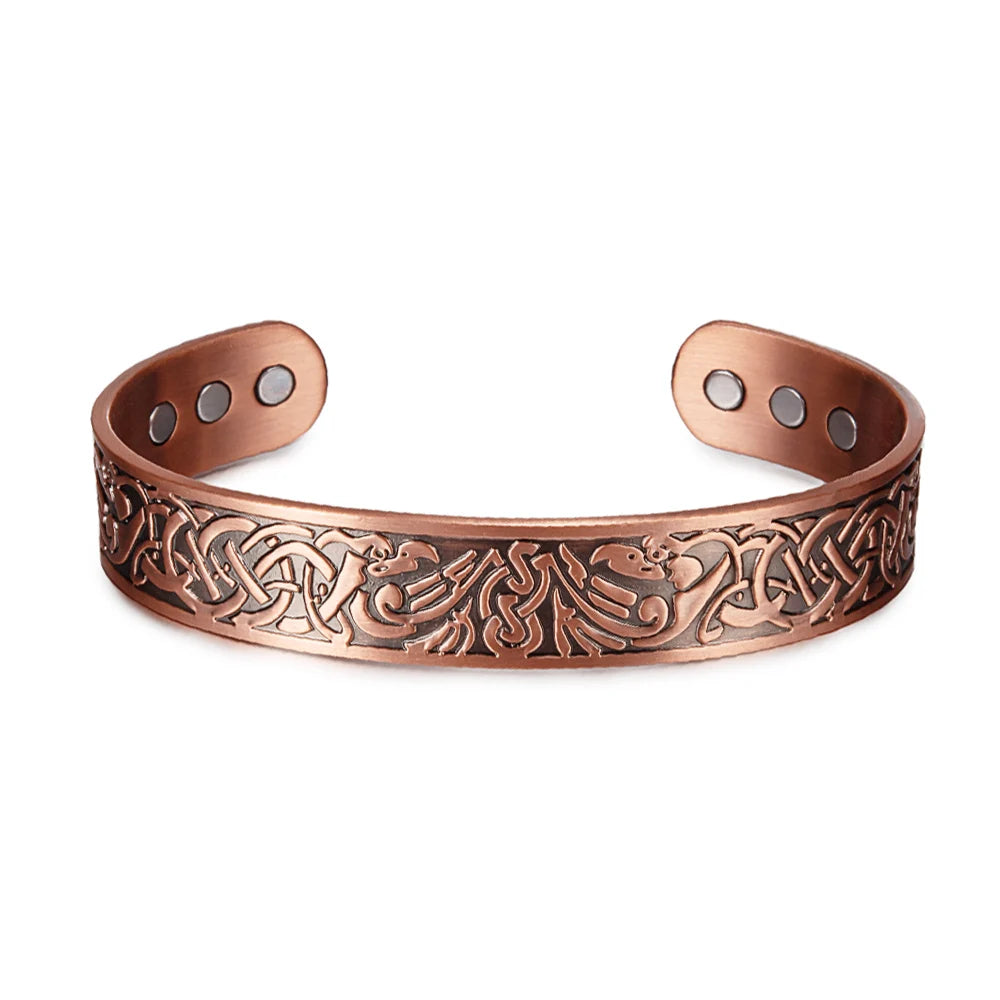 KIMLUD, Viking Pure Copper Bracelet Men Adjustable Cuff Energy Magnetic Bracelet Benefits Wristband Hard Health Man Bracelet Knot Metal, CB060 15MM, KIMLUD APPAREL - Womens Clothes