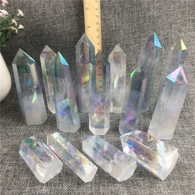 Aura Angel clear crystal stones wand point tower for healing quartz stone gift