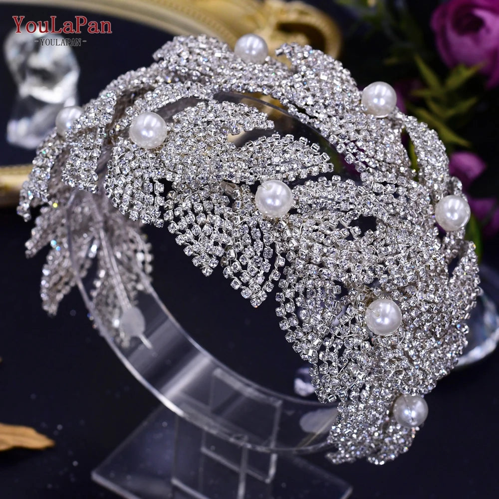 TOPQUEEN HP304 Bridal Crowns and Tiaras Woman Headgear Rhinestone Hairbands Wedding Accessories Bride Headband Headdresses