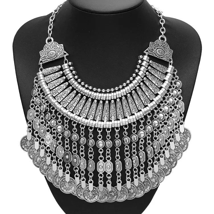 Fashion Vintage Large Collar Choker Necklace Women Long Maxi Chunky Big Bib Indian Statement Necklace Jewelry Accessories Woman