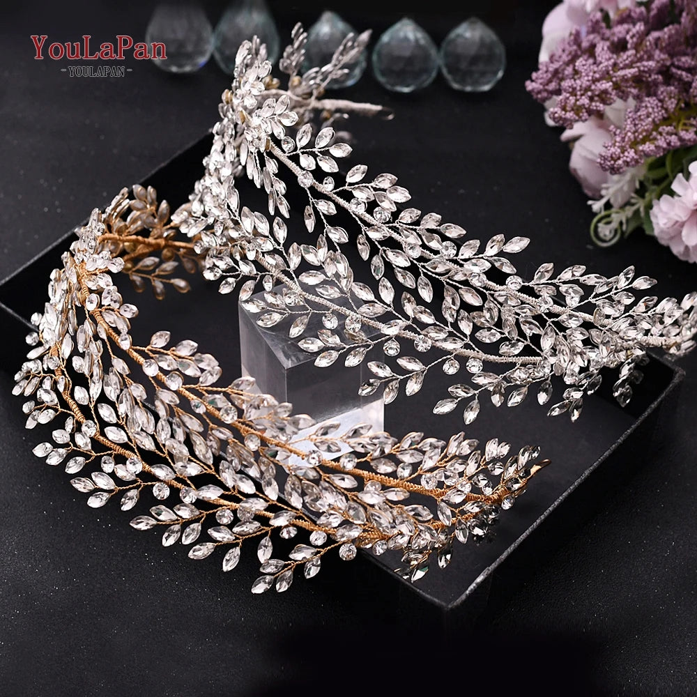 TOPQUEEN HP304 Bridal Crowns and Tiaras Woman Headgear Rhinestone Hairbands Wedding Accessories Bride Headband Headdresses