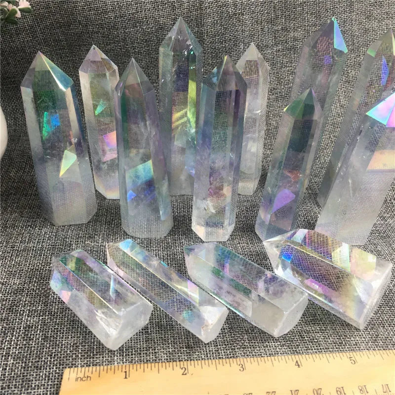 Aura Angel clear crystal stones wand point tower for healing quartz stone gift