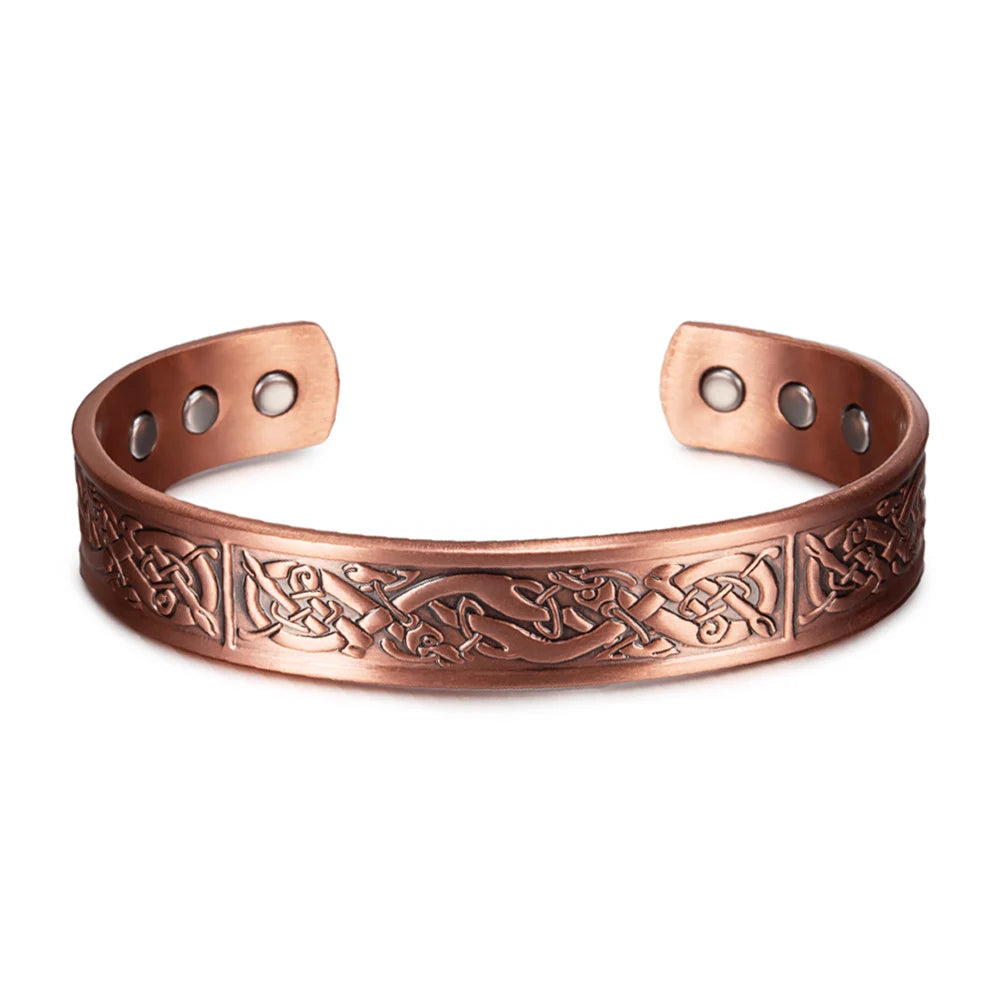 KIMLUD, Viking Pure Copper Bracelet Men Adjustable Cuff Energy Magnetic Bracelet Benefits Wristband Hard Health Man Bracelet Knot Metal, CB066 12.5MM, KIMLUD APPAREL - Womens Clothes