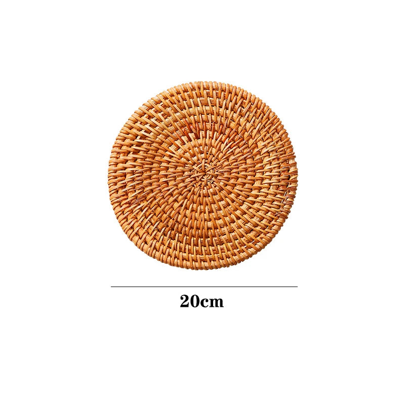 KIMLUD, KEMORELA 1PC Round Natural Rattan Coasters Bowl Pad Handmade Padding Cup Mat Insulation Placemats Kitchen Decoration Accessories, 1PC  20CM / M, KIMLUD APPAREL - Womens Clothes