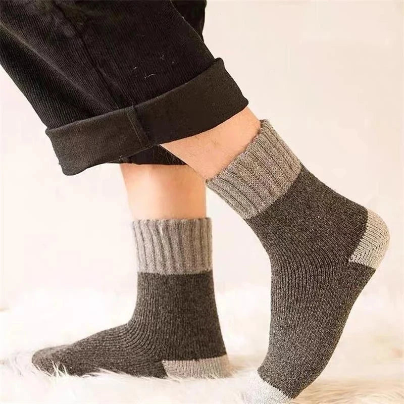 5Pairs/Lot Winter Thicken Wool Socks Men's High Quality Towel Keep Warm Sock Cotton Christmas Gift Socks For Male Thermal 38-45 - KIMLUD