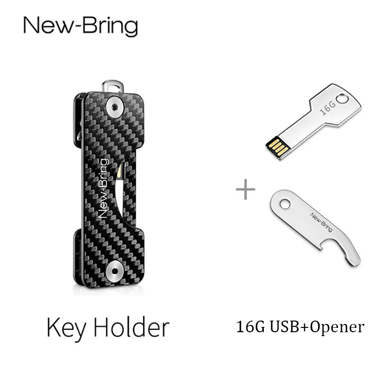 KIMLUD, NewBring Smart Key Holder Keychain Car Key Wallets Ring Collector Housekeeper Carbon Fiber G2 DIY EDC Pocket Key Organizer Smart, Key Holder with U O / CHINA, KIMLUD APPAREL - Womens Clothes