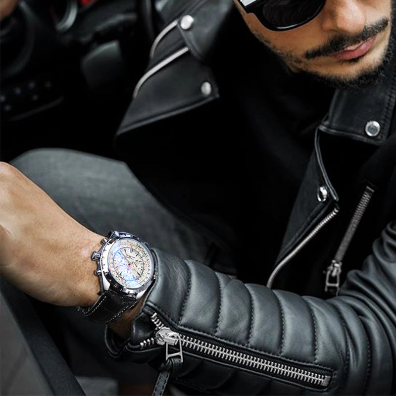 2020 Jaragar Top Brand Luxury Mechanical Male Watches Blue Glass Aviator Series Military True Men's Sport Automatic Wrist Watch