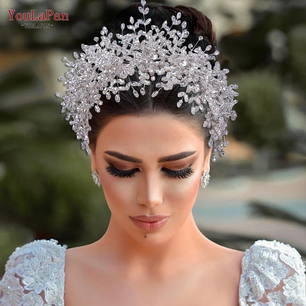 KIMLUD, YouLaPan Bride Exquisite Headband Tiara Full Rhinestone Bridesmaid Hair Band Women Fashion Headwear Wedding Accessories HP385, KIMLUD Womens Clothes