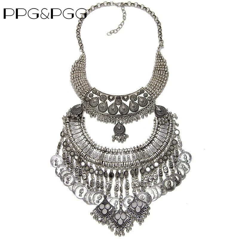 Fashion Vintage Large Collar Choker Necklace Women Long Maxi Chunky Big Bib Indian Statement Necklace Jewelry Accessories Woman