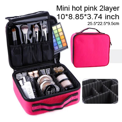 2023 New Makeup Cosmetic Case Waterproof Oxford Cloth Large Capacity Travel Storage Bag Tattoo Beautician Suitcases - KIMLUD